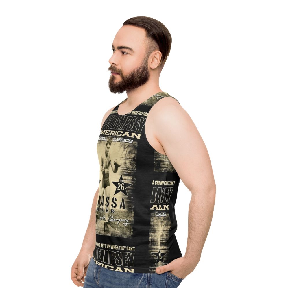 Unisex boxing tank top with vintage heavyweight fighter design - men side