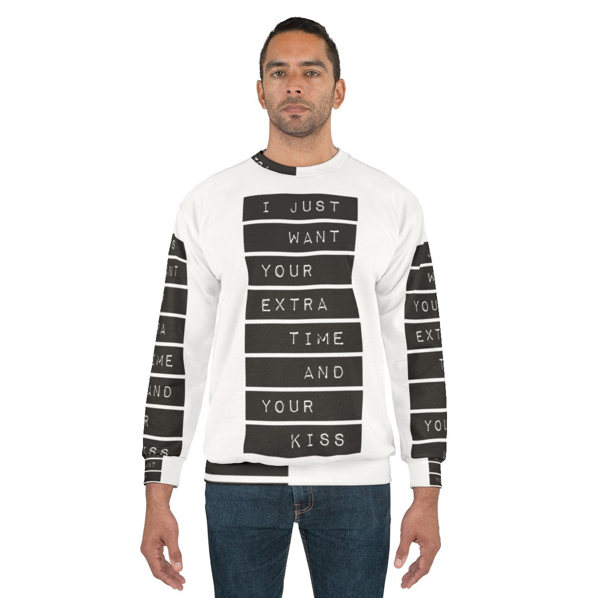 Prince inspired 90s sweatshirt with lyrics from "Your Extra Time And Your Kiss" - men