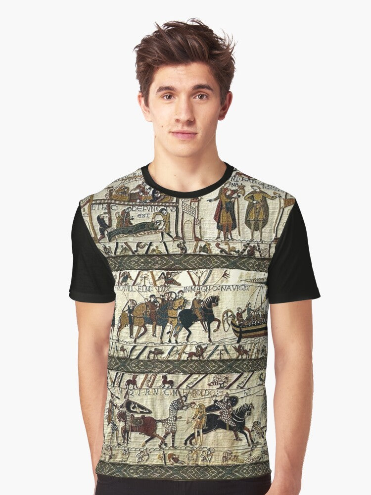 Bayeux tapestry medieval viking battle scene graphic t-shirt - Men