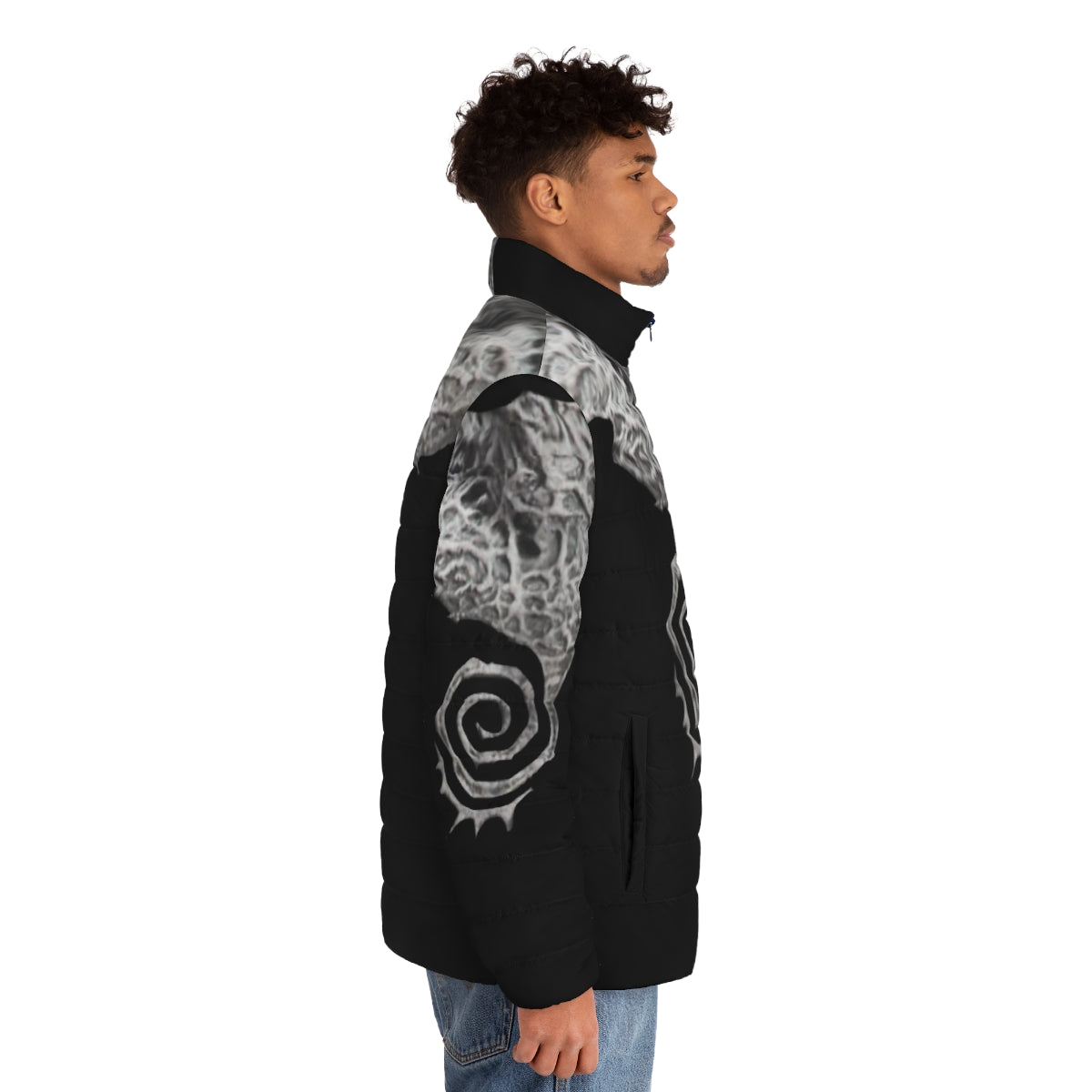 Haunt Casual Cosplay Chest Spiral Puffer Jacket - men side right