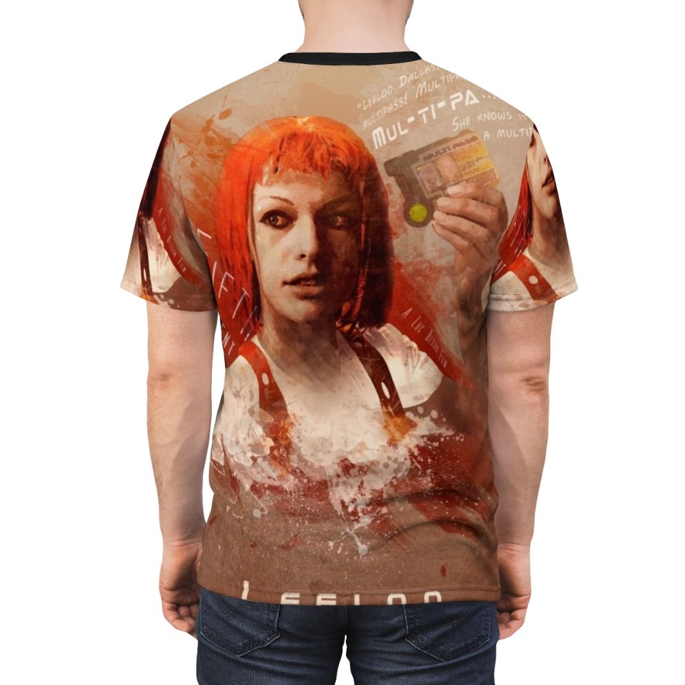 Retro-style The Fifth Element Leeloo Dallas Multipass t-shirt design - men back