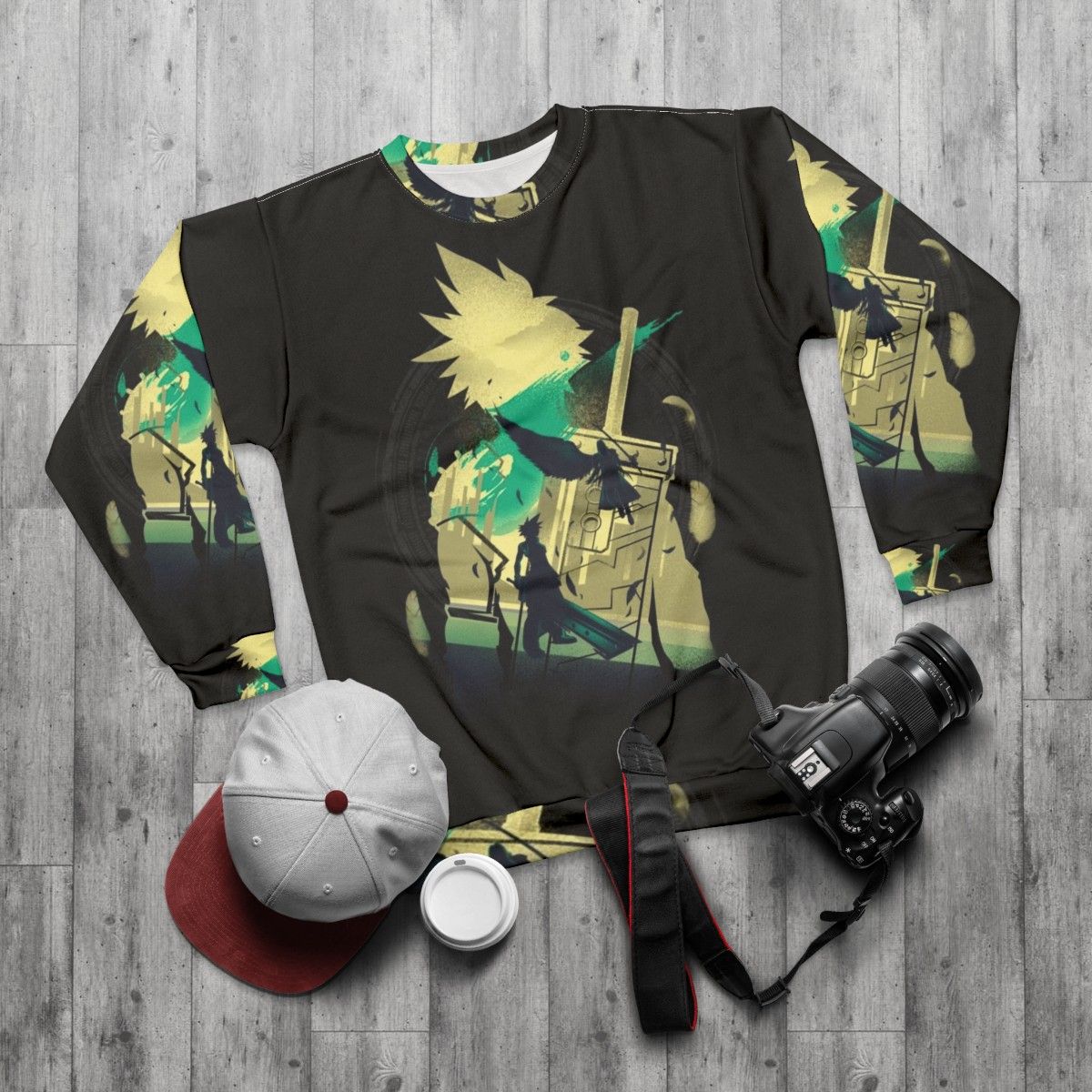 Final Fantasy VII Sweatshirt with Cloud Strife and Sephiroth - flat lay