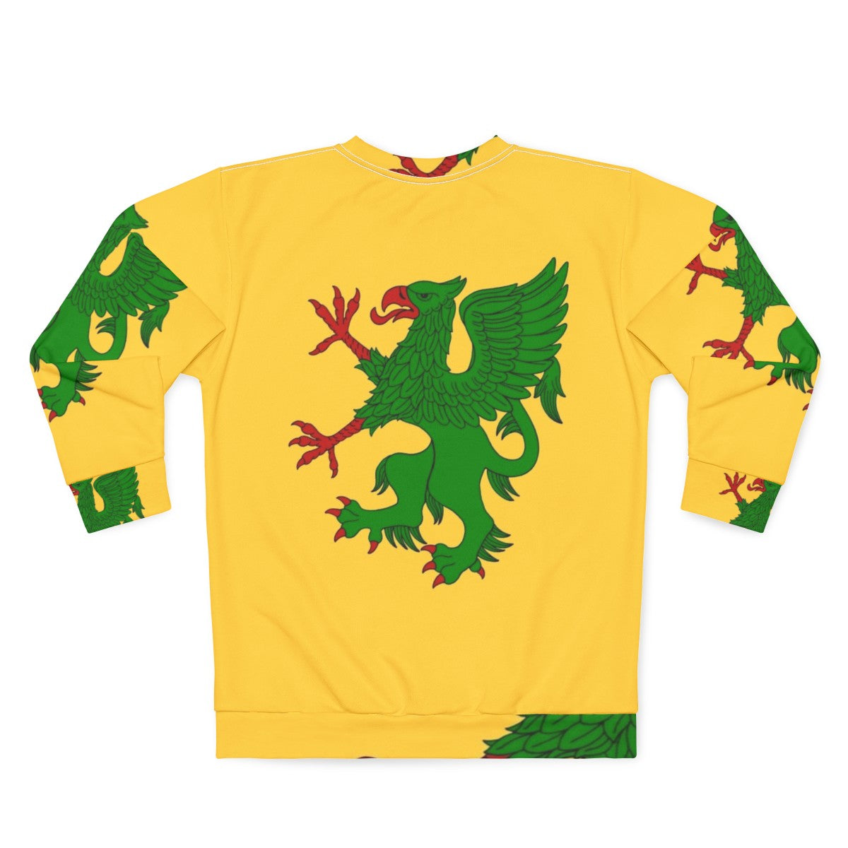 Green Griffin Sweatshirt with Heraldic Design - Back