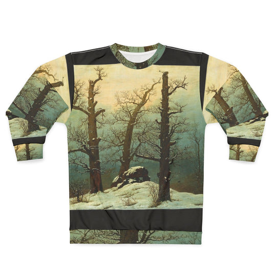 Caspar David Friedrich inspired cozy winter landscape sweatshirt