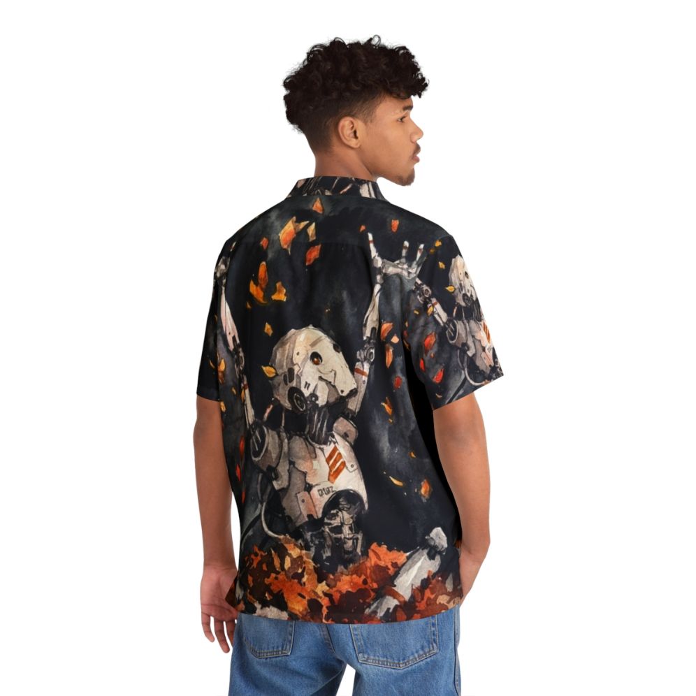 Autumn Fun Hawaiian Shirt with Sci-Fi Nature Watercolor Design - People Back