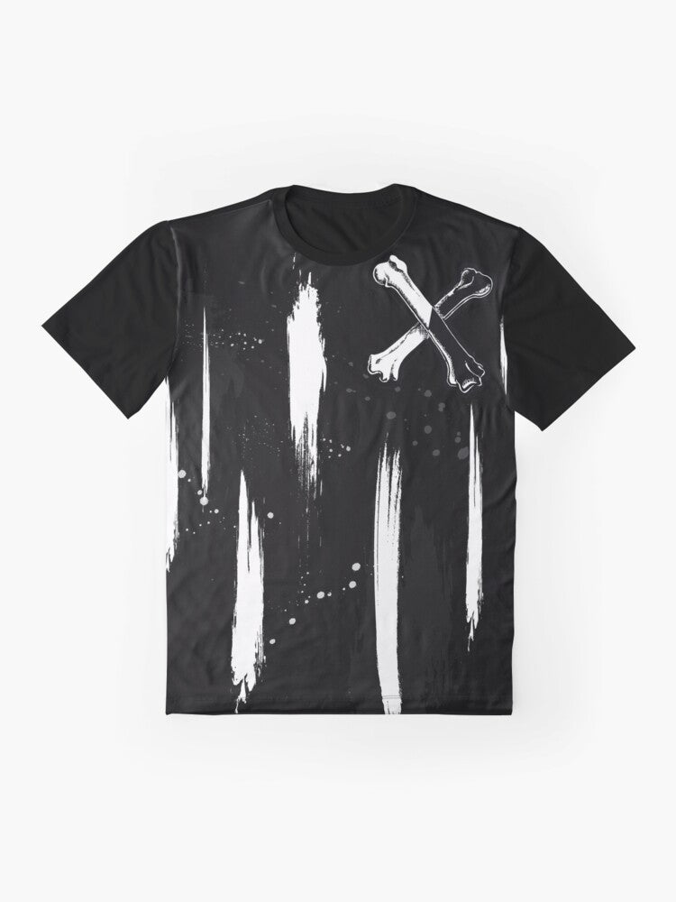 Descendants Carlos De Vil Black and White Brush Stroke Graphic T-Shirt - Flat lay