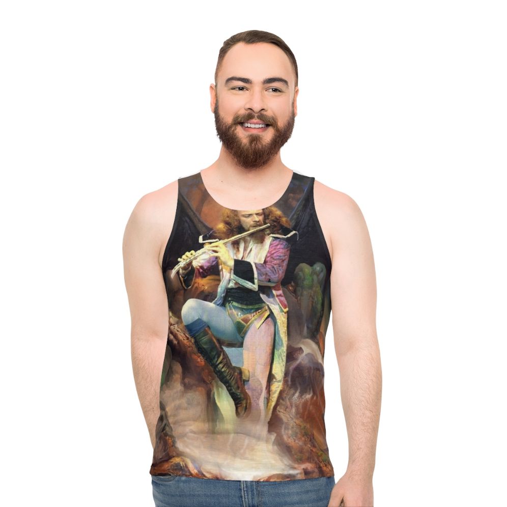 Jethro Tull inspired unisex tank top with "Songs From The Wood" design - men