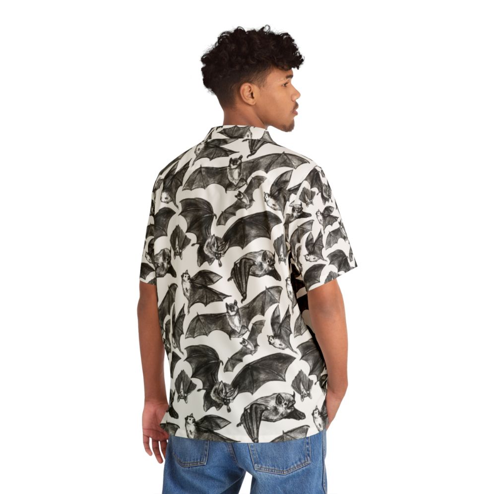 Bat pattern Hawaiian shirt with a spooky and tropical design - People Back