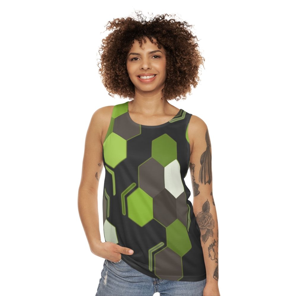 Hexagonal Scales Unisex Tank Top featuring a Zygarde inspired geometric design - women