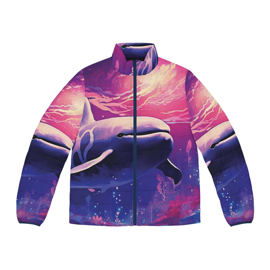 Puffer jacket featuring legendary ocean creatures designed by Brianm Art