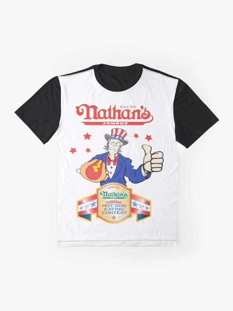 Joey Chestnut Nathan's Hot Dog Eating Contest 4th of July 2021 Graphic T-Shirt - Flat lay