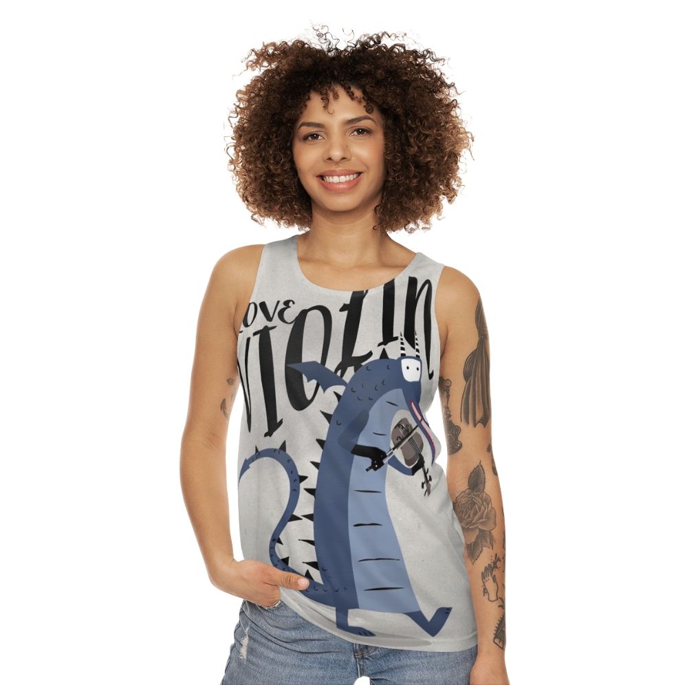 Blue dragon violinist unisex tank top - women