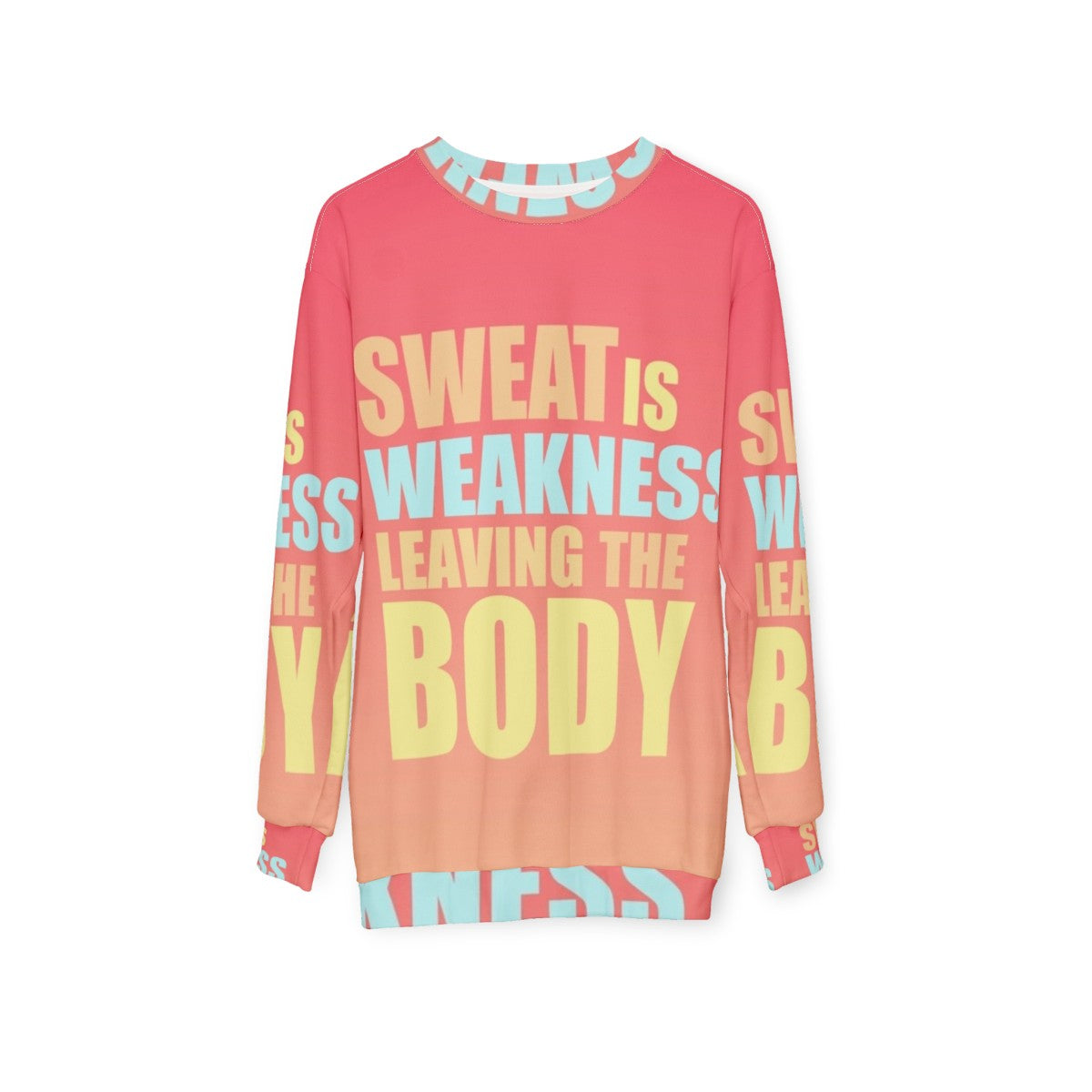 Motivational 'Space Force' sweatshirt with 'Sweat is Weakness Leaving the Body' design - hanging