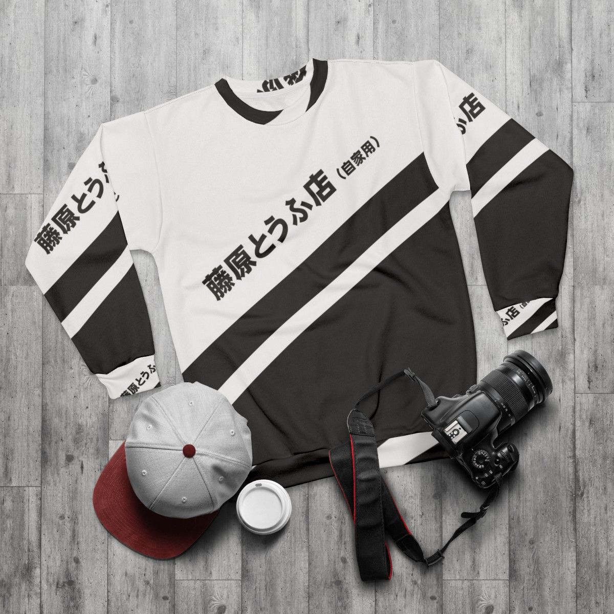 Initial D AE86 Tofu Delivery Retro Anime Sweatshirt - flat lay