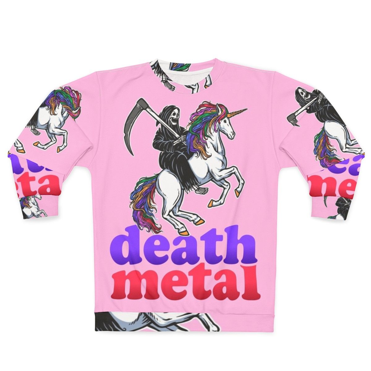 Death metal sweatshirt with grim reaper and scythe