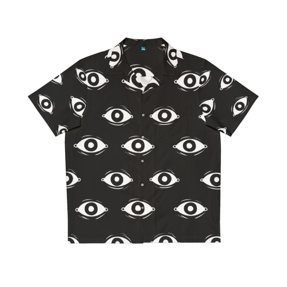 Bold eye pattern Hawaiian shirt for tropical vacations