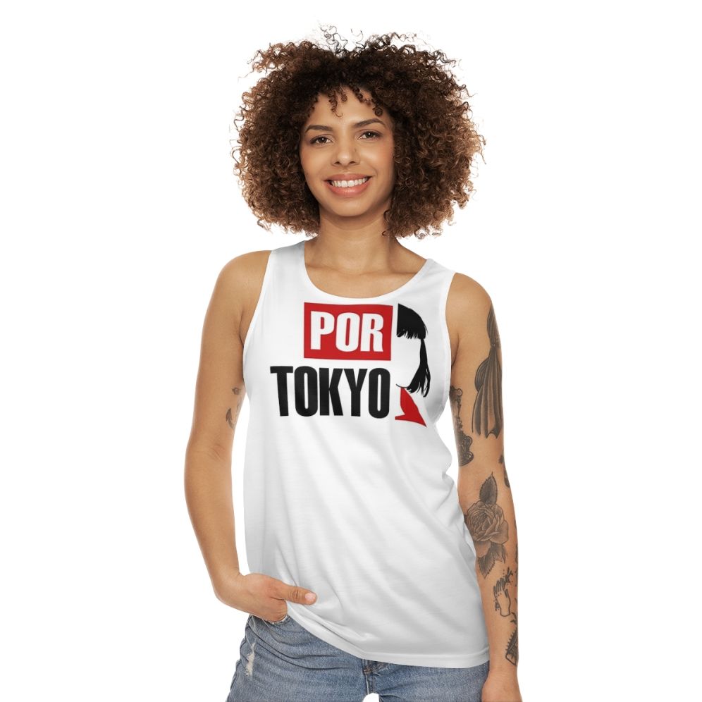 Unisex tank top with Money Heist Tokyo design - women