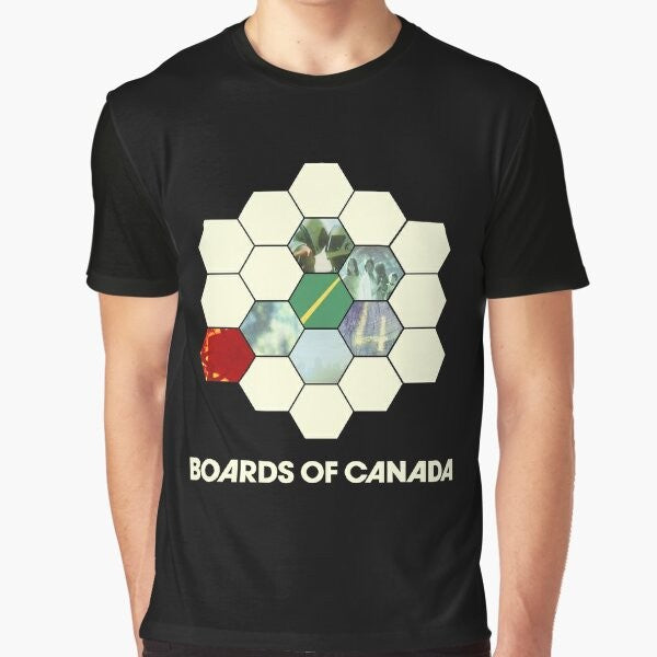 Boards of Canada graphic t-shirt featuring retro 80s electronic music design