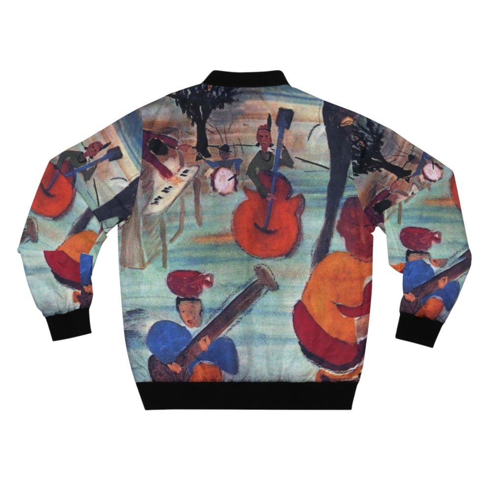 Bomber jacket featuring the iconic album cover of The Band's "Music from Big Pink" - Back