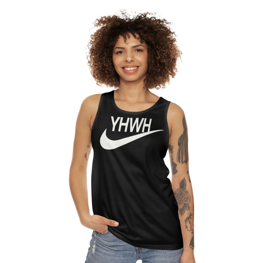 YHWH sports logo Christian unisex tank top - women