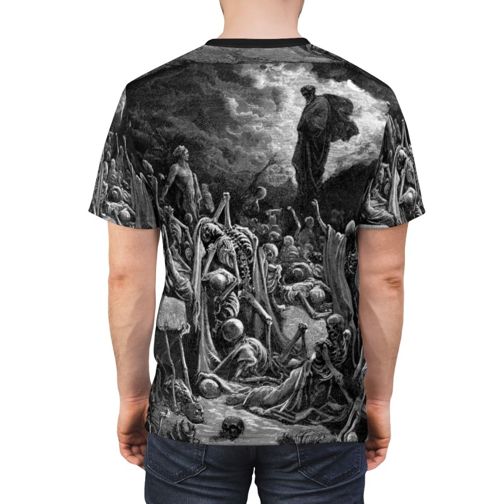 Ezekiel's Vision of the Valley of Dry Bones inspired biblical art t-shirt design - men back