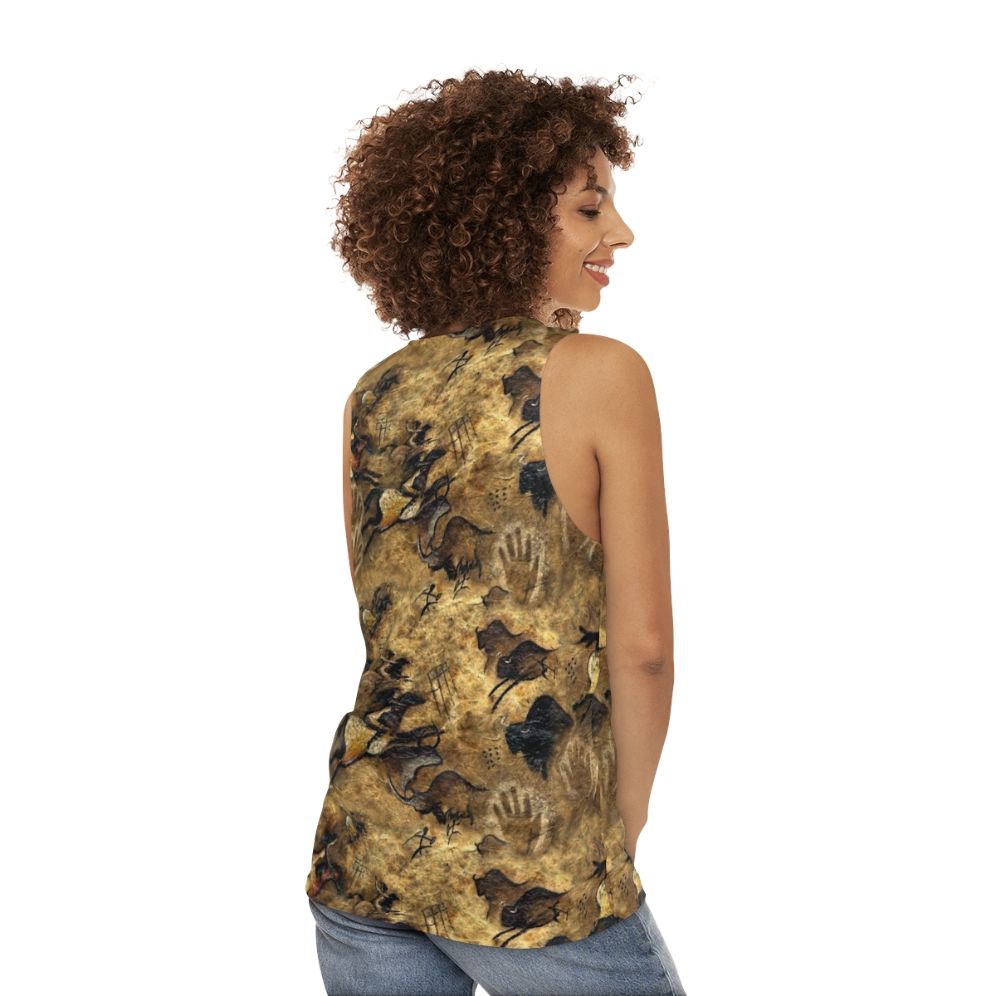 Prehistoric cave painting-inspired unisex tank top - women back