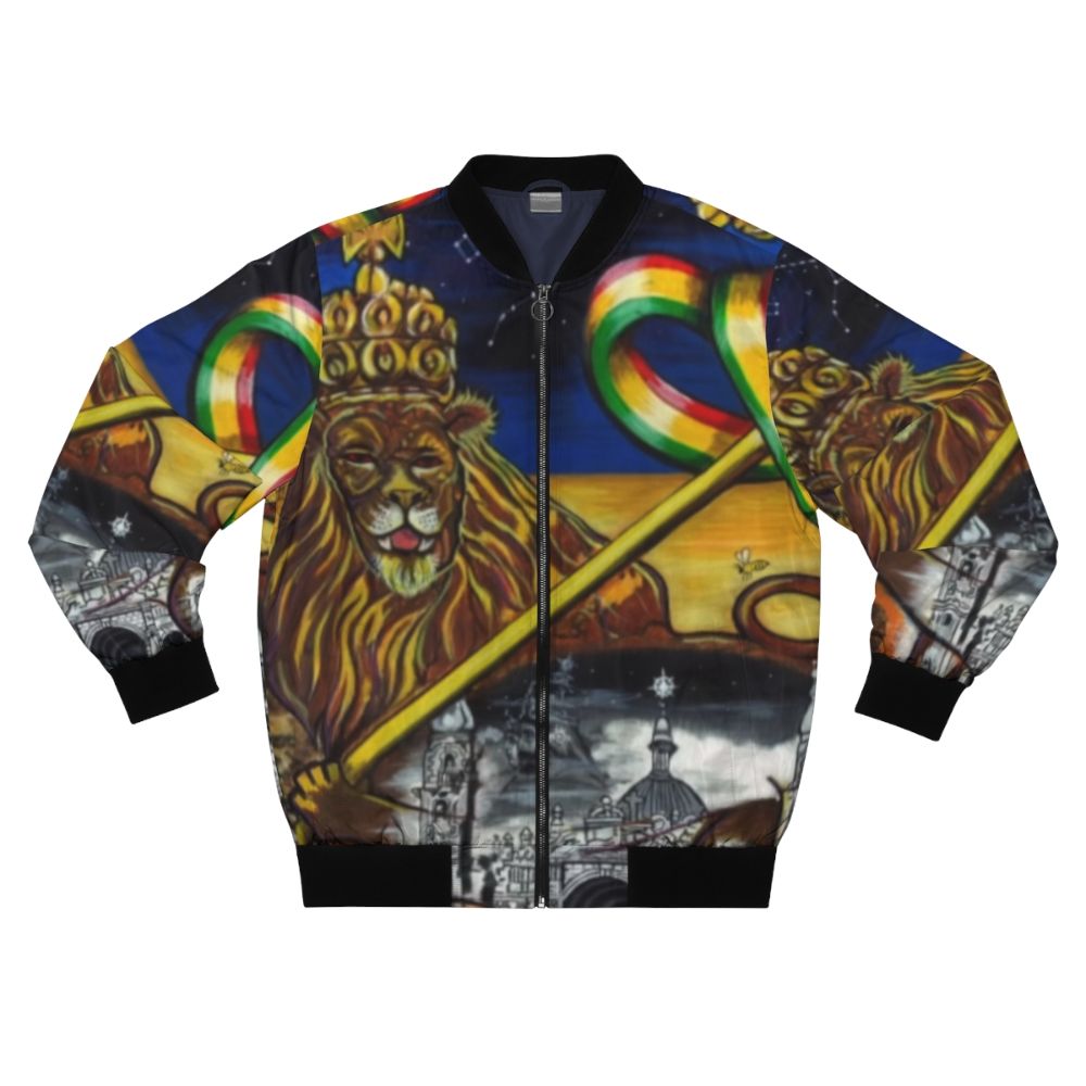 Midnite Zion Rastafarian Bomber Jacket with Lion of Judah Design