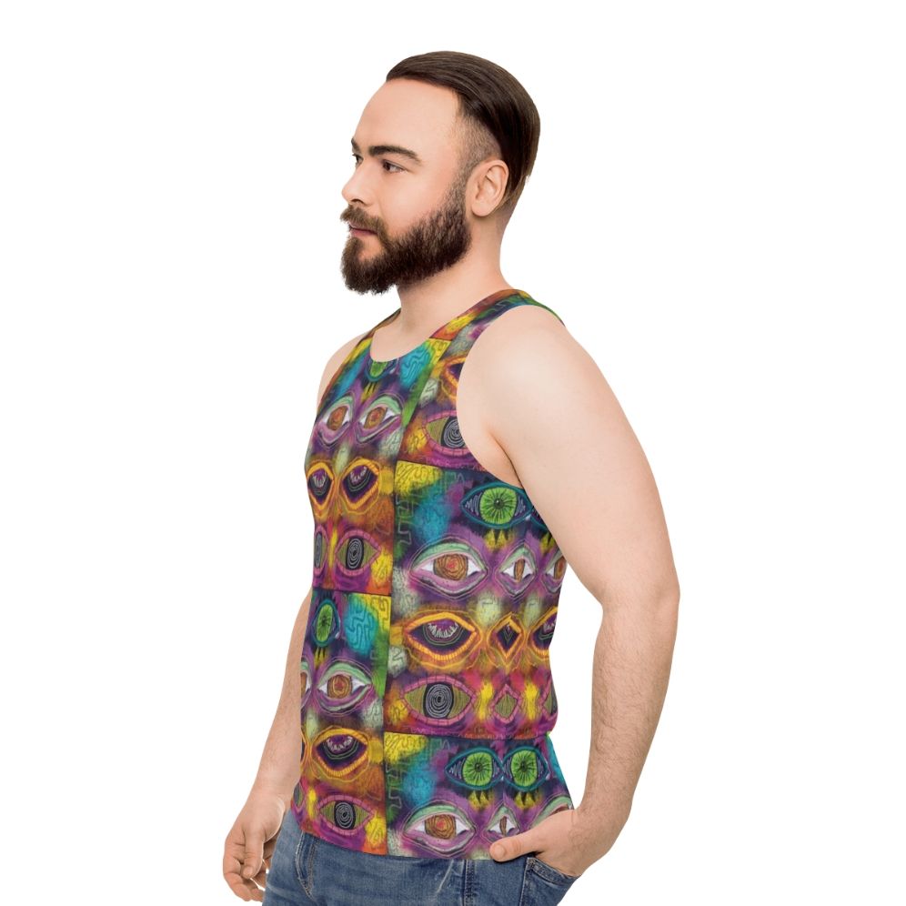 Trippy psychedelic unisex tank top - men side