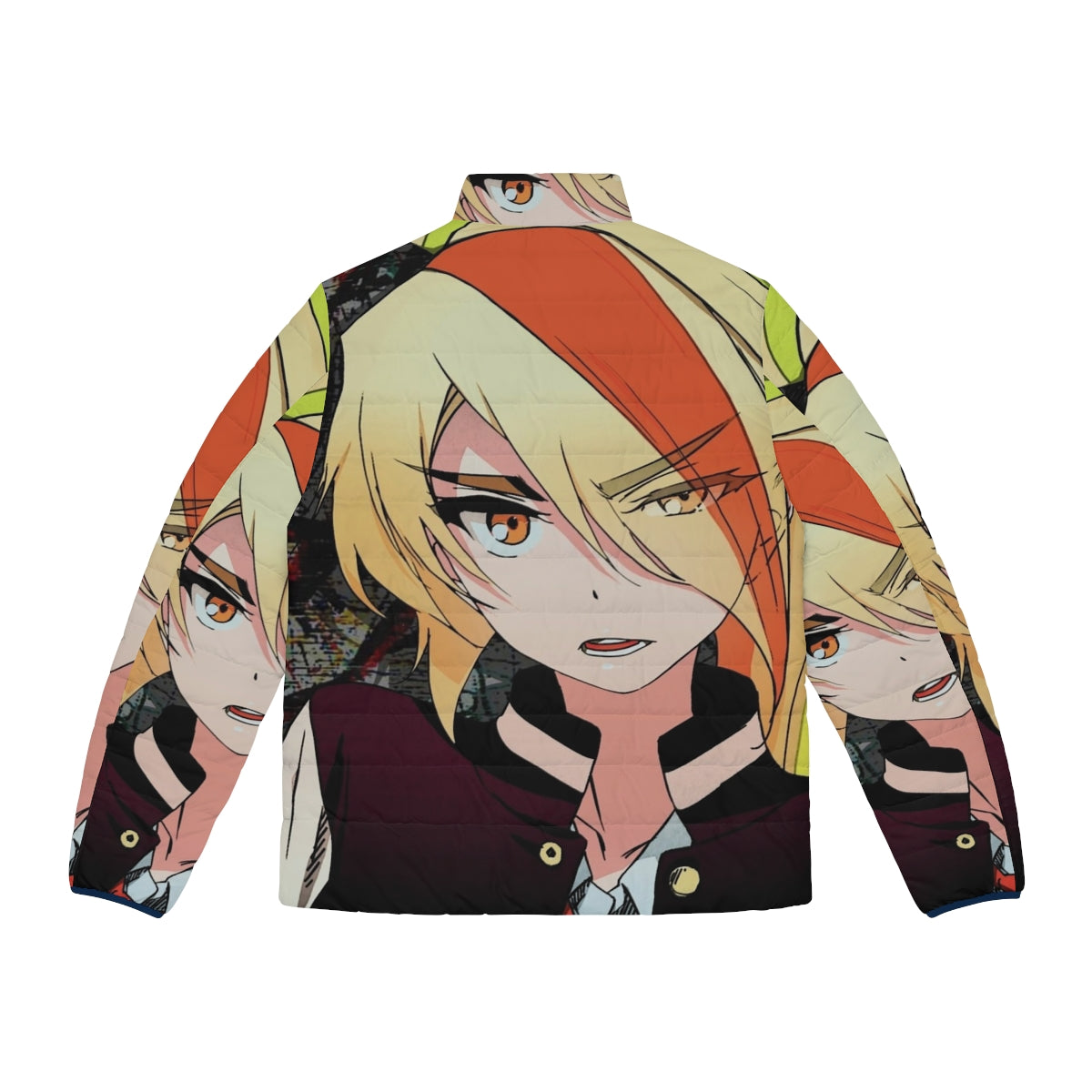 Nikaidou Saki wearing a puffer jacket with a graffiti design, from the Zombieland Saga anime series - Back