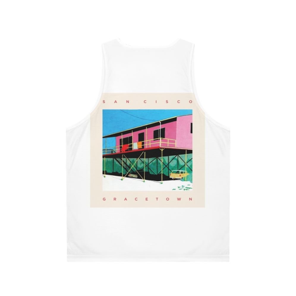 Unisex tank top with San Cisco's Gracetown album cover design - Back