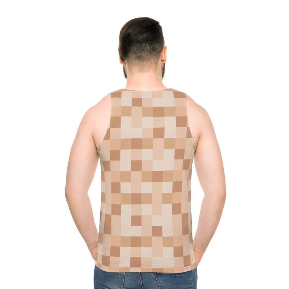 Minimalist pixelated censored unisex tank top - men back