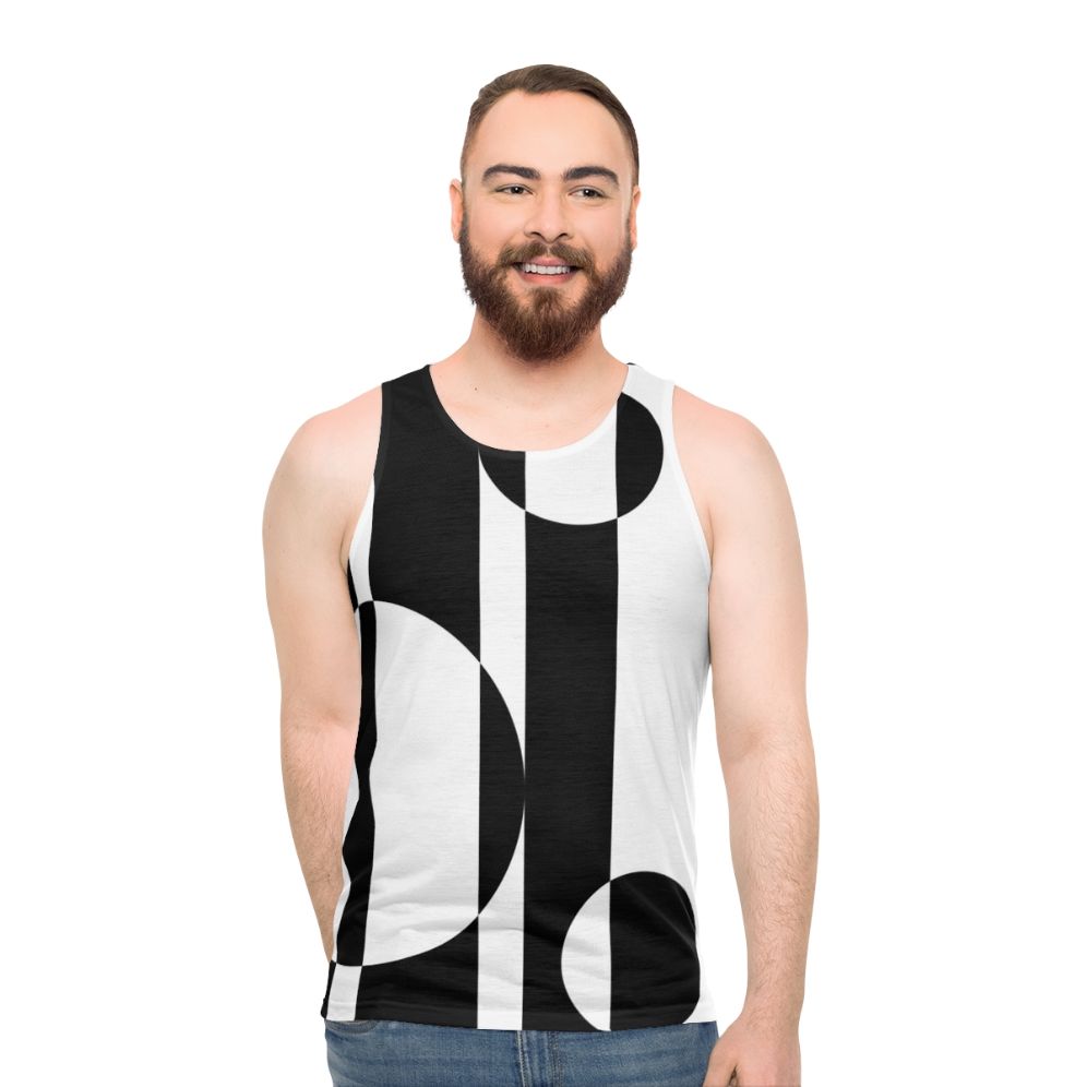 Retro 60s Op Art Black and White Unisex Tank Top - men