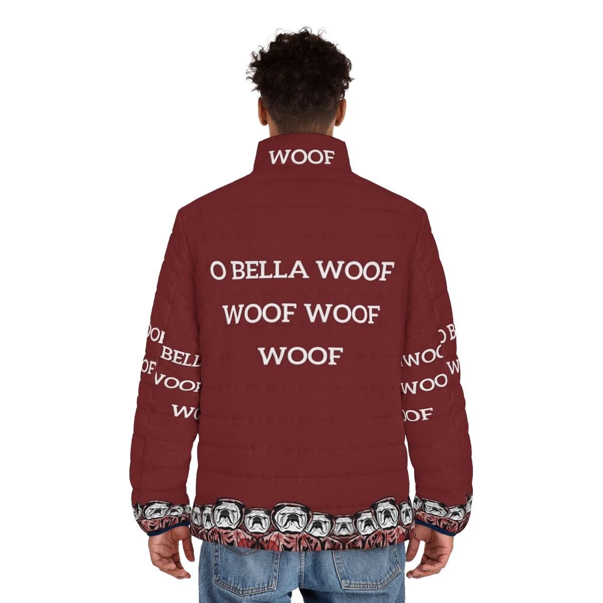 Money Heist Bulldog Aesthetic Puffer Jacket - men back