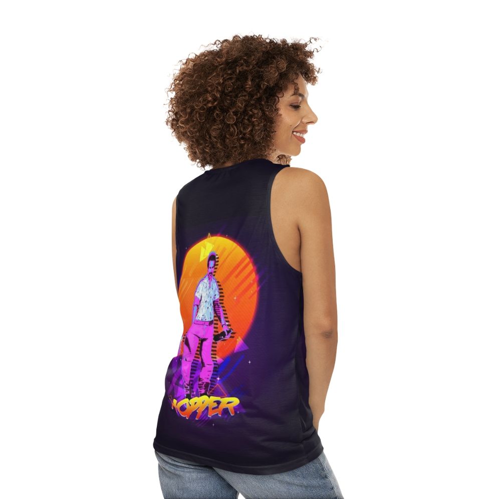 Hopper Inspired Stranger Things 80s Unisex Tank Top - women back