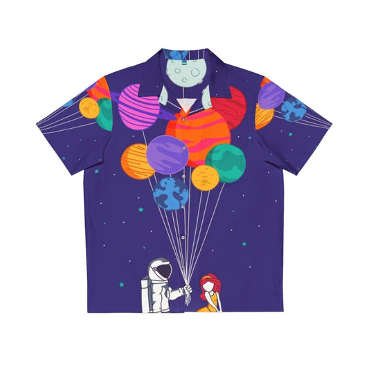 hawaiian shirt for couples featuring space galaxy print