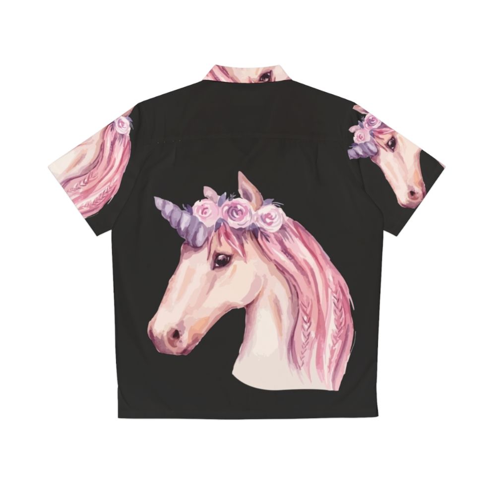 Watercolor pink unicorn Hawaiian shirt - Back