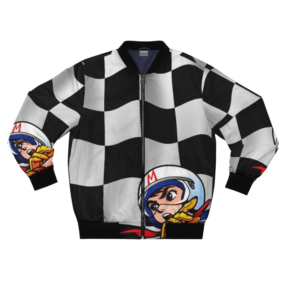 Speed Racer Checkered Flag Bomber Jacket - Vintage Motorsports Style