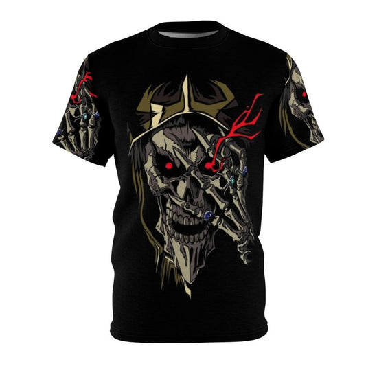 Overlord-inspired dark fantasy t-shirt with Sorcerer King and skull imagery