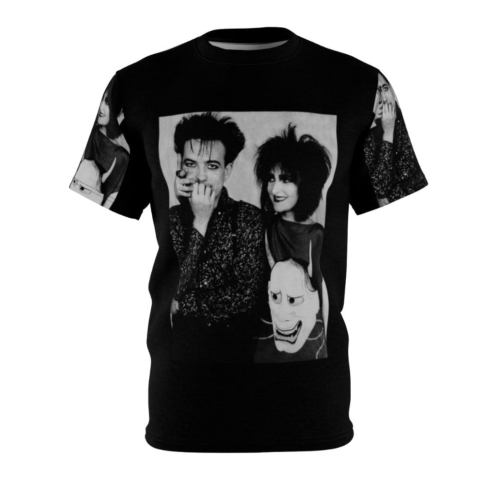 Retro 1980s music-inspired t-shirt design featuring Robert Smith and Siouxsie Sioux