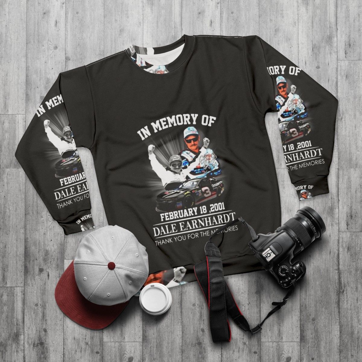 Dale Earnhardt memorial sweatshirt - flat lay