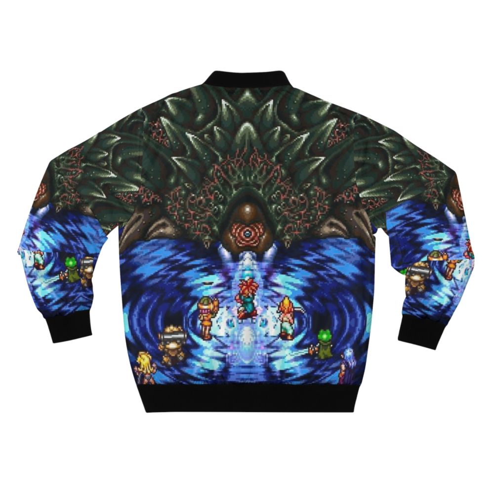 Chrono Trigger Lavos Battle Retro Bomber Jacket featuring pixel art design - Back