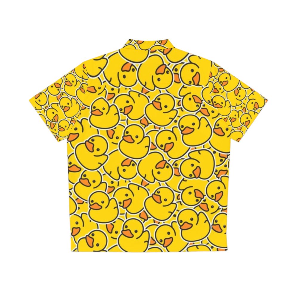 Bright yellow Hawaiian shirt with adorable rubber duck print design - Back