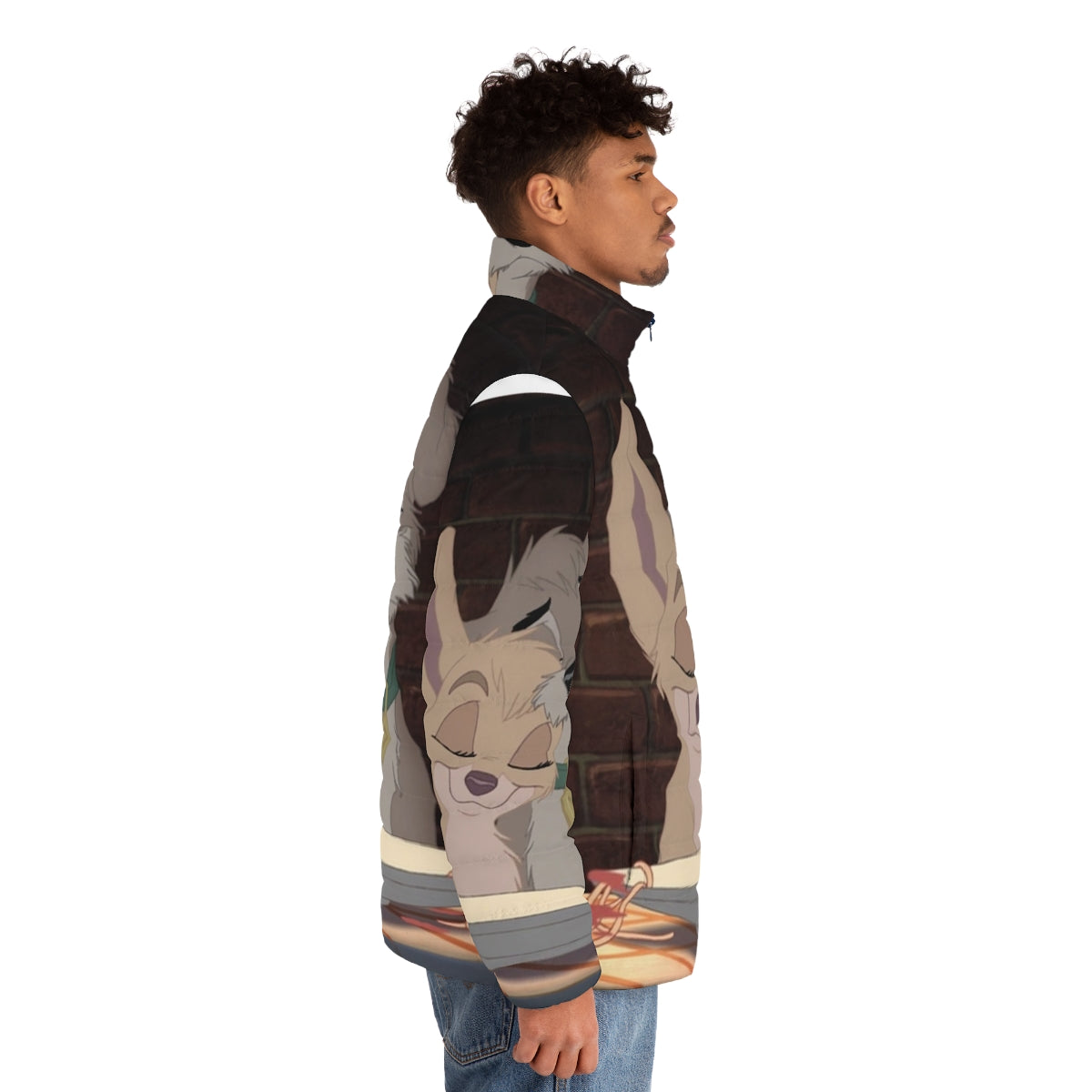 Hazbin Hotel Angel Dust Puffer Jacket with Anime-Inspired Design - men side right