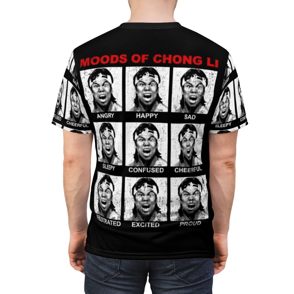 Vintage-style t-shirt featuring Chong Li's moods from the 80s action movie Bloodsport - men back