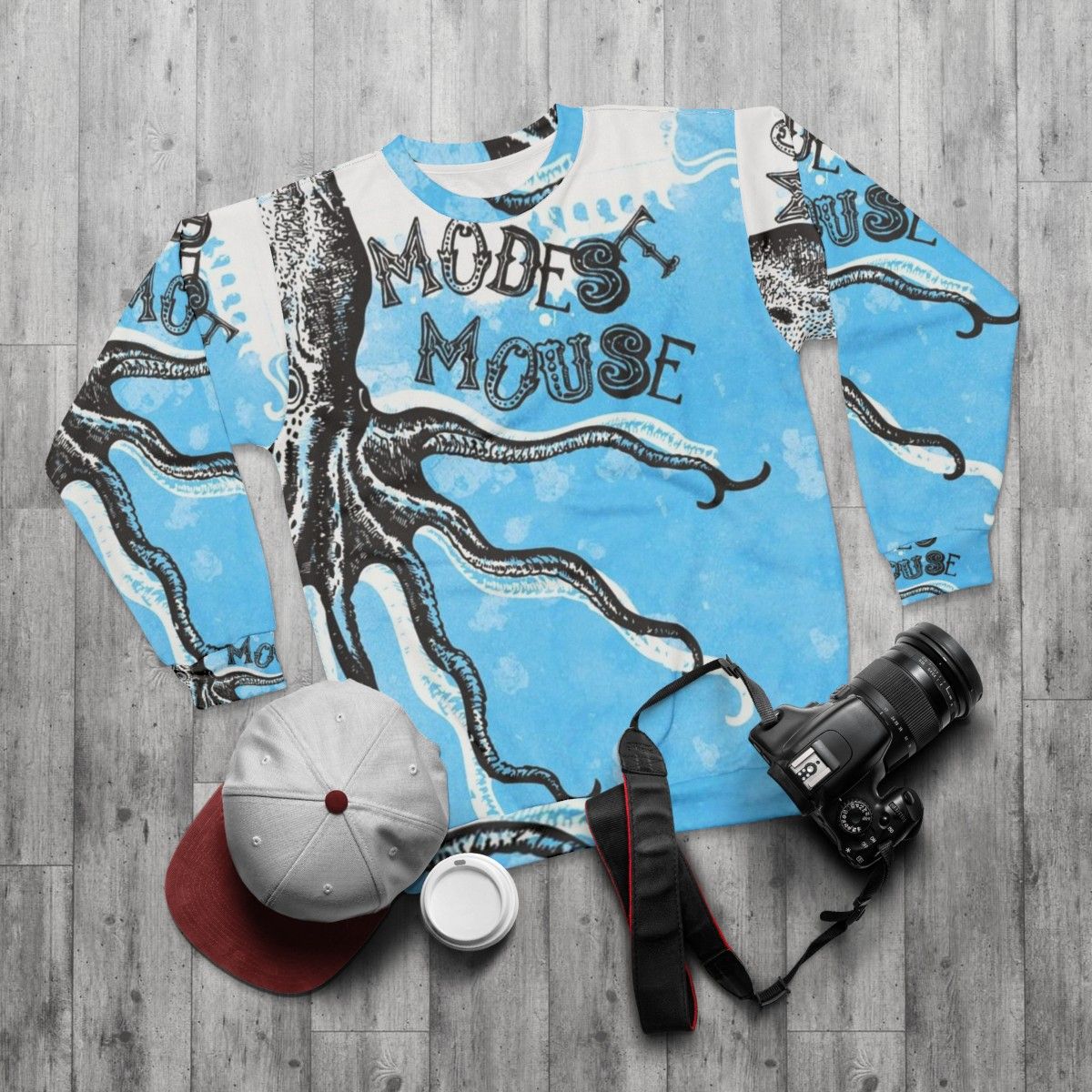 Modest Mouse Octopus Graphic Sweatshirt - flat lay