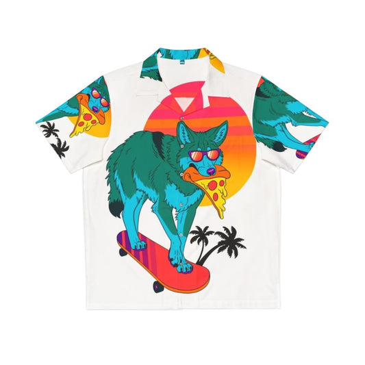 Retro Coyote Hawaiian Shirt - 80s Inspired Tropical Print