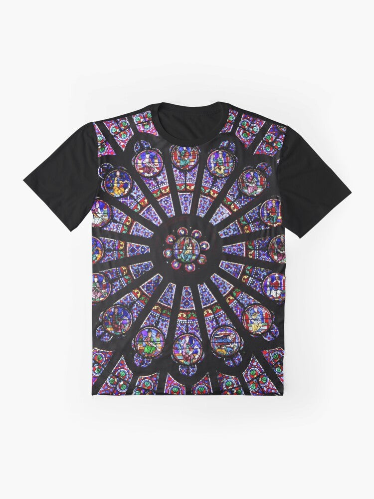 Notre Dame Cathedral Rose Window Graphic T-Shirt - Flat lay