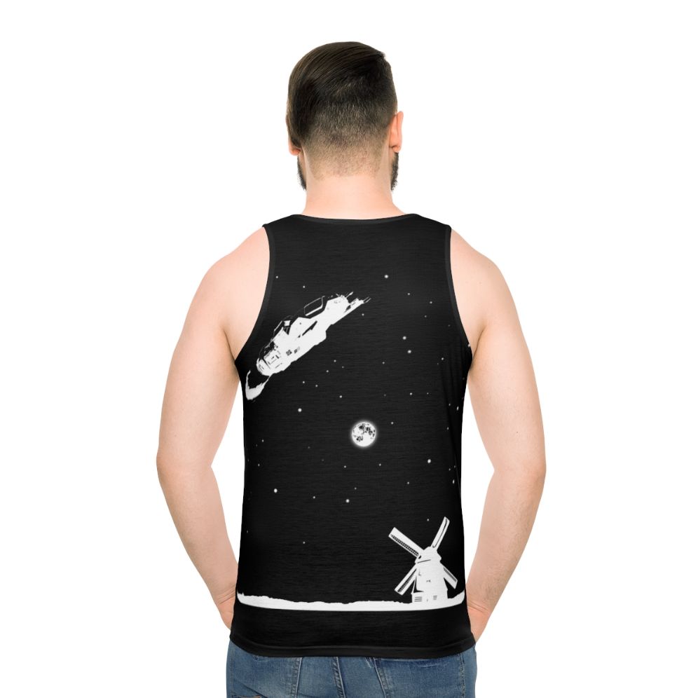 Unisex Rocinante2 sci-fi tank top with windmill design - men back