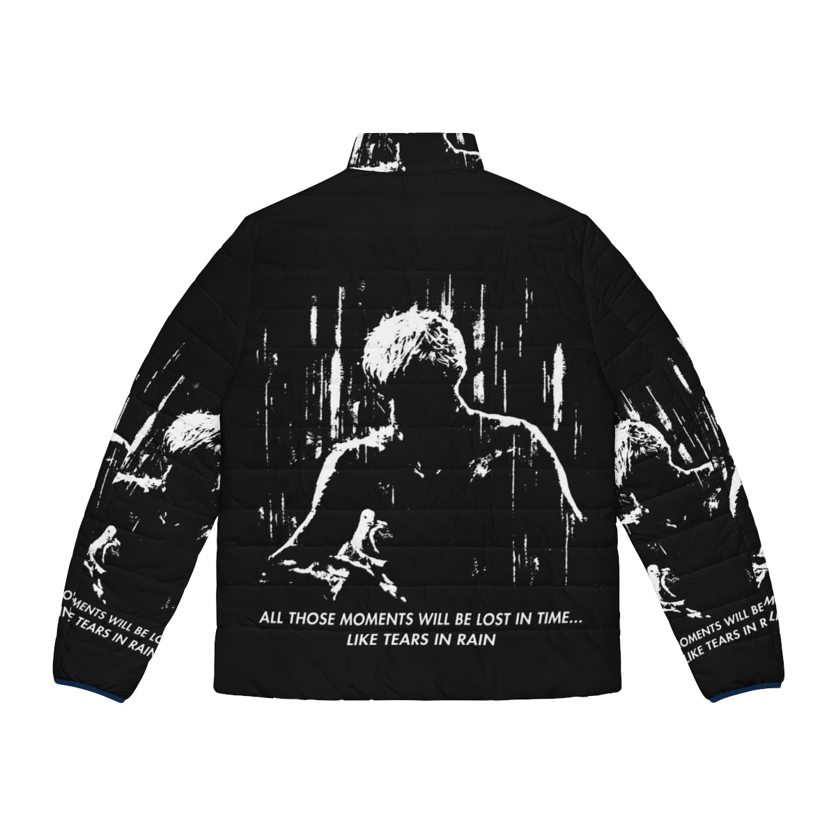 Blade Runner inspired puffer jacket with "Tears in Rain" quote - Back