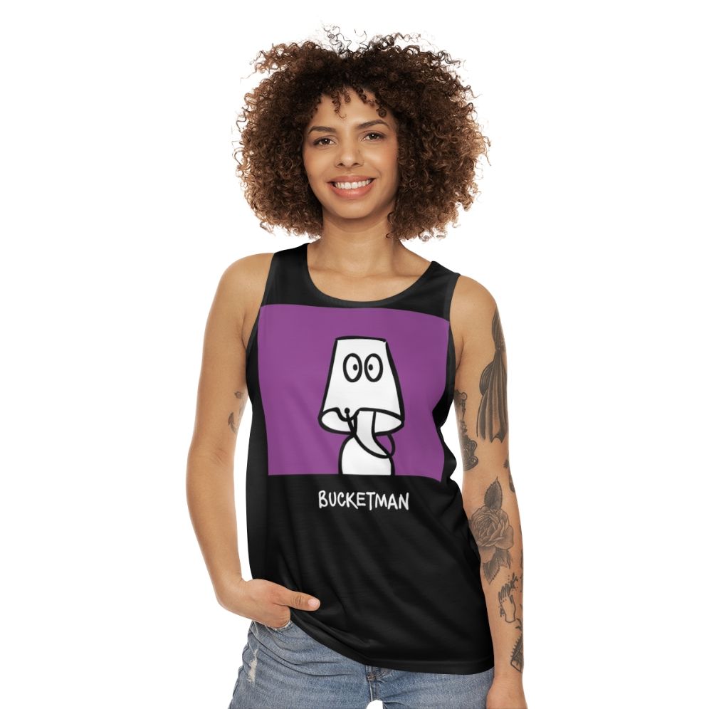 Unisex "Bucketman" superhero graphic tank top - women